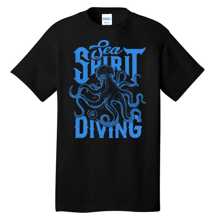 Sea Spirit Diving Funny Fishing Poster Tall T-Shirt