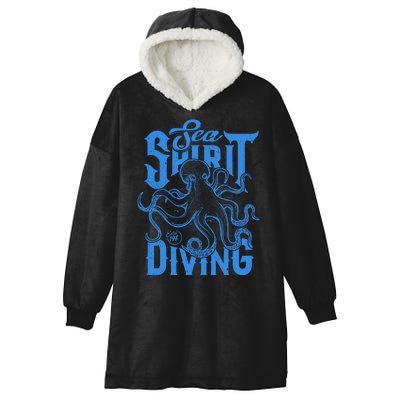 Sea Spirit Diving Funny Fishing Poster Hooded Wearable Blanket