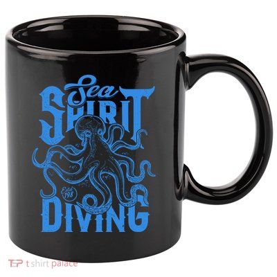 Sea Spirit Diving Funny Fishing Poster 11oz C Handle Ceramic Mug