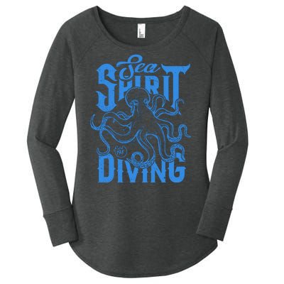 Sea Spirit Diving Funny Fishing Poster Women's Perfect Tri Tunic Long Sleeve Shirt