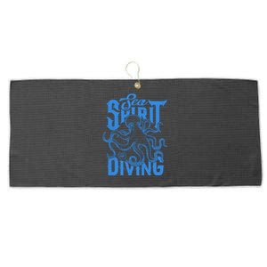 Sea Spirit Diving Funny Fishing Poster Large Microfiber Waffle Golf Towel