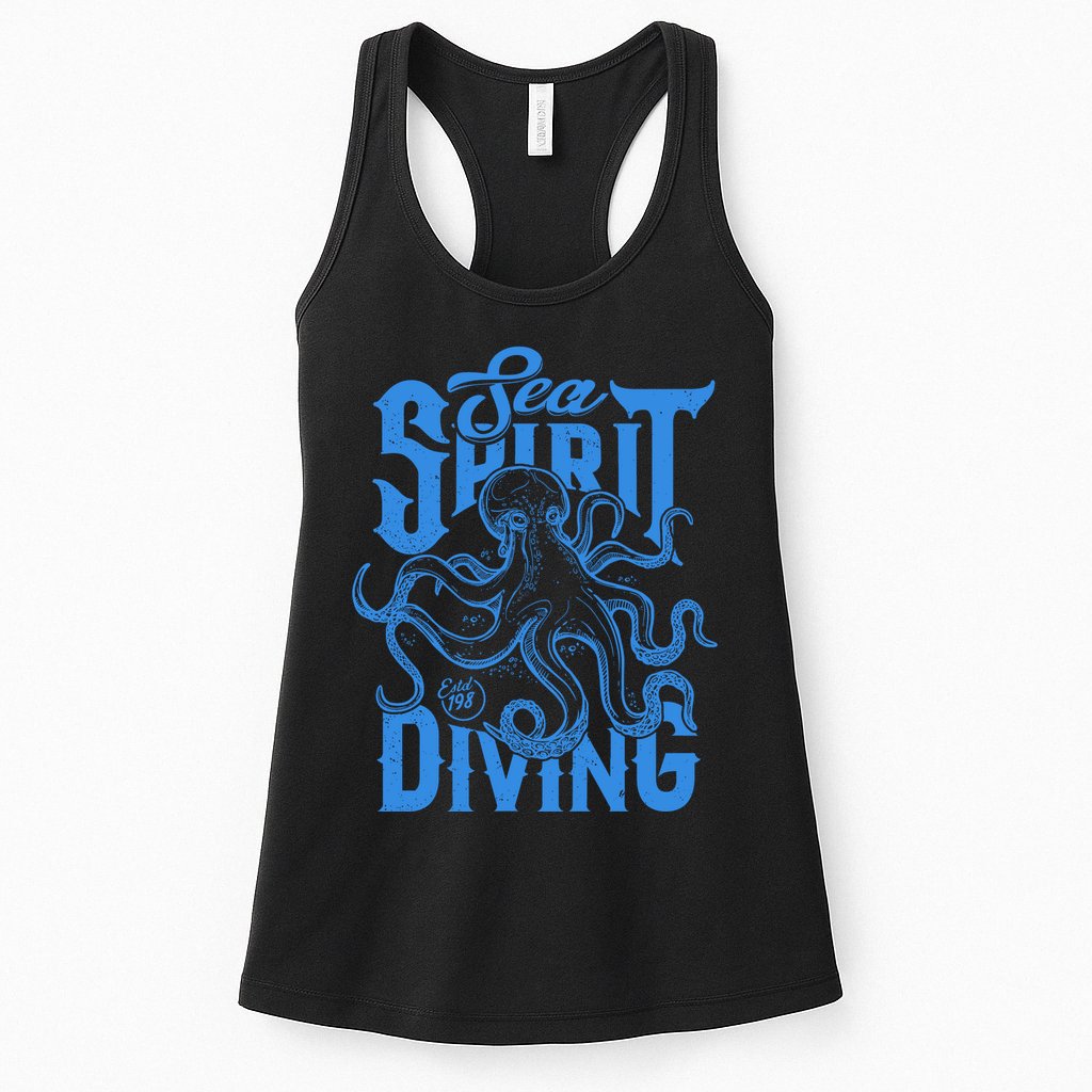 Sea Spirit Diving Funny Fishing Poster Womens Tank Top