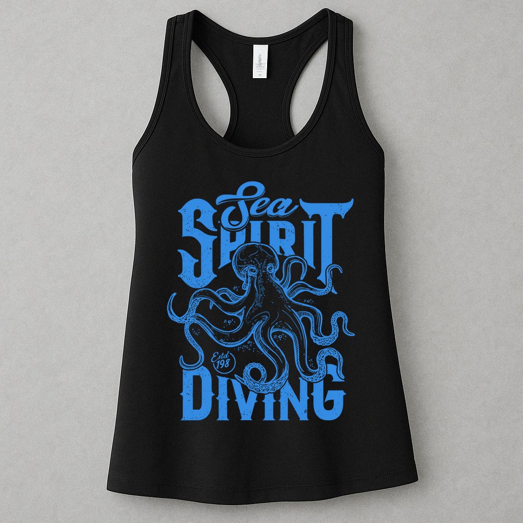 Sea Spirit Diving Funny Fishing Poster Womens Tank Top