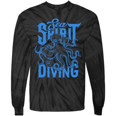 Sea Spirit Diving Funny Fishing Poster Tie-Dye Long Sleeve Shirt