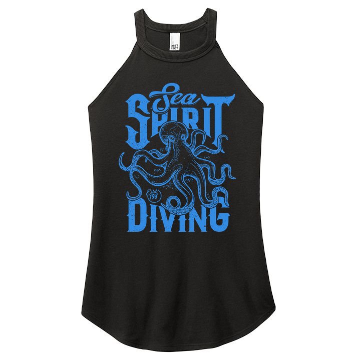 Sea Spirit Diving Funny Fishing Poster Women's Perfect Tri Rocker Tank