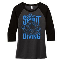 Sea Spirit Diving Funny Fishing Poster Women's Tri-Blend 3/4-Sleeve Raglan Shirt