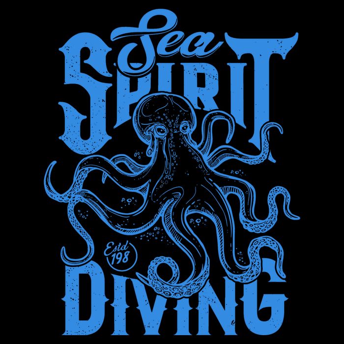 Sea Spirit Diving Funny Fishing Poster Women's V-Neck T-Shirt