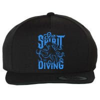 Sea Spirit Diving Funny Fishing Poster Wool Snapback Cap