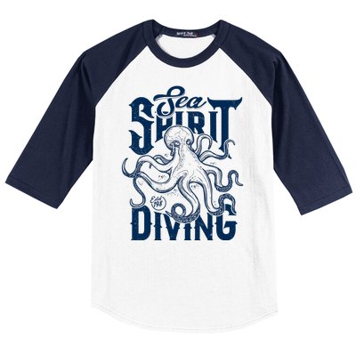 Sea Spirit Diving Funny Fishing Poster Baseball Sleeve Shirt