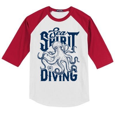 Sea Spirit Diving Funny Fishing Poster Kids Colorblock Raglan Jersey