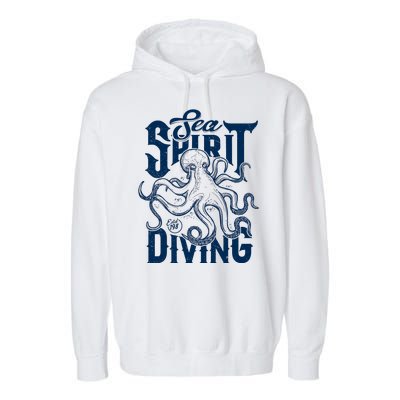 Sea Spirit Diving Funny Fishing Poster Garment-Dyed Fleece Hoodie