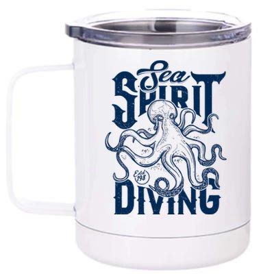 Sea Spirit Diving Funny Fishing Poster 12 oz Stainless Steel Tumbler Cup