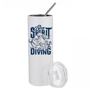 Sea Spirit Diving Funny Fishing Poster Stainless Steel Tumbler