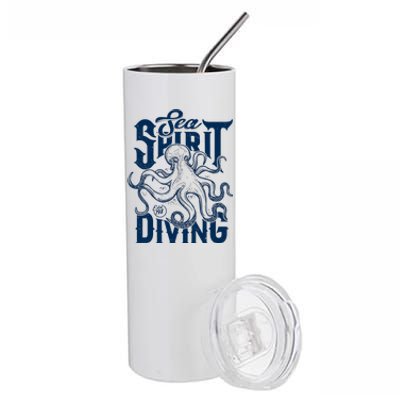 Sea Spirit Diving Funny Fishing Poster Stainless Steel Tumbler