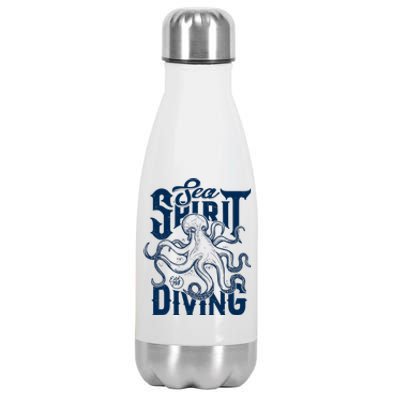 Sea Spirit Diving Funny Fishing Poster Stainless Steel Insulated Water Bottle