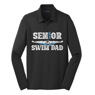 Swim Senior Dad 2025 Proud Swimming Senior Father 2025 Silk Touch Performance Long Sleeve Polo