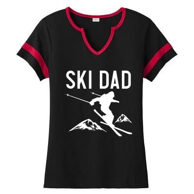 Snow Ski Dad Great Gift Dad Skiing Gift Ladies Halftime Notch Neck Tee