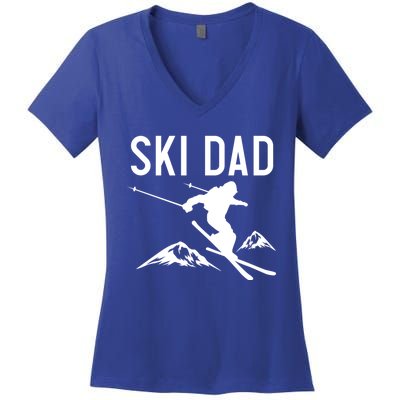 Snow Ski Dad Great Gift Dad Skiing Gift Women's V-Neck T-Shirt