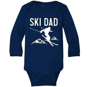 Snow Ski Dad Great Gift Dad Skiing Gift Baby Long Sleeve Bodysuit