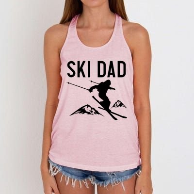 Snow Ski Dad Great Gift Dad Skiing Gift Women's Knotted Racerback Tank