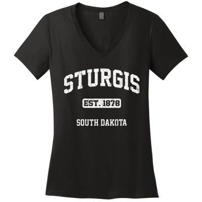 Sturgis South Dakota SD vintage State Athletic style Women's V-Neck T-Shirt