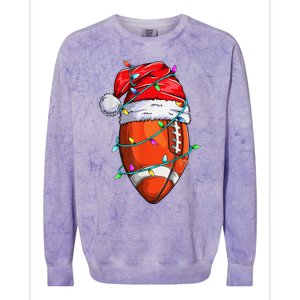 Santa Sports Design For Christmas Football Player Colorblast Crewneck Sweatshirt