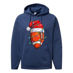 Santa Sports Design For Christmas Football Player Performance Fleece Hoodie