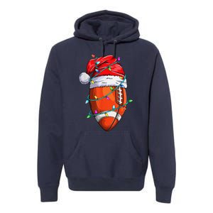 Santa Sports Design For Christmas Football Player Premium Hoodie