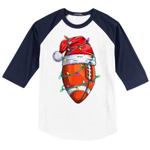 Santa Sports Design For Christmas Football Player Baseball Sleeve Shirt