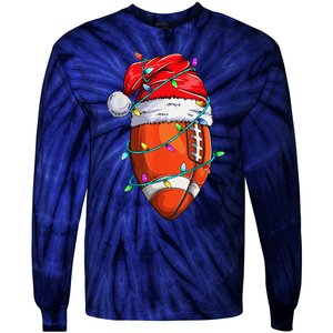 Santa Sports Design For Christmas Football Player Tie-Dye Long Sleeve Shirt