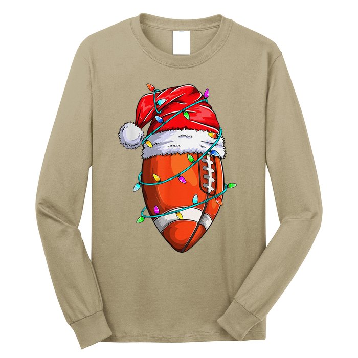 Santa Sports Design For Christmas Football Player Long Sleeve Shirt