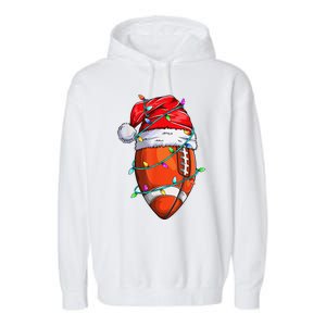 Santa Sports Design For Christmas Football Player Garment-Dyed Fleece Hoodie