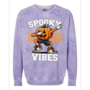 Spooky Squad Dabbing Pumpkin Monster Halloween Gift Colorblast Crewneck Sweatshirt