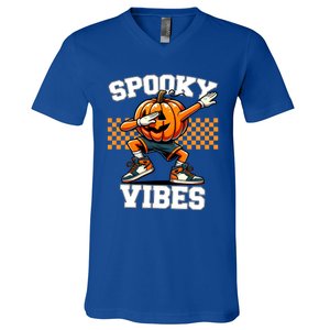 Spooky Squad Dabbing Pumpkin Monster Halloween Gift V-Neck T-Shirt