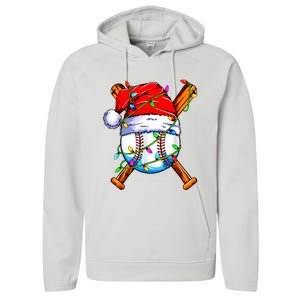 Santa Sports Design For Christmas Baseball Player Performance Fleece Hoodie