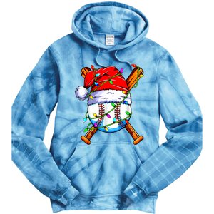 Santa Sports Design For Christmas Baseball Player Tie Dye Hoodie