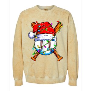 Santa Sports Design For Christmas Baseball Player Colorblast Crewneck Sweatshirt