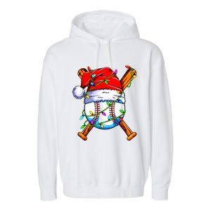 Santa Sports Design For Christmas Baseball Player Garment-Dyed Fleece Hoodie