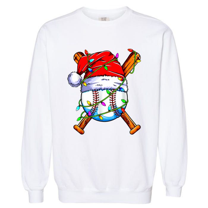 Santa Sports Design For Christmas Baseball Player Garment-Dyed Sweatshirt