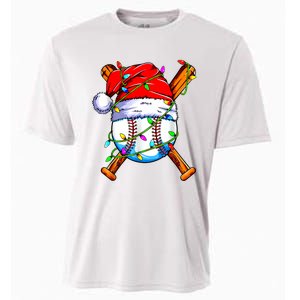 Santa Sports Design For Christmas Baseball Player Cooling Performance Crew T-Shirt