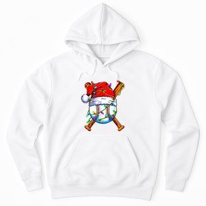 Santa Sports Design For Christmas Baseball Player Hoodie