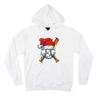 Santa Sports Design For Christmas Baseball Player Hoodie