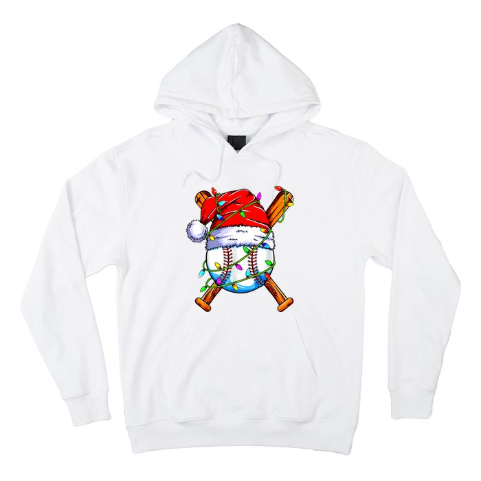 Santa Sports Design For Christmas Baseball Player Hoodie