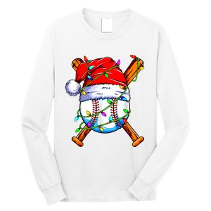 Santa Sports Design For Christmas Baseball Player Long Sleeve Shirt