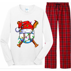 Santa Sports Design For Christmas Baseball Player Long Sleeve Pajama Set