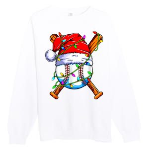 Santa Sports Design For Christmas Baseball Player Premium Crewneck Sweatshirt