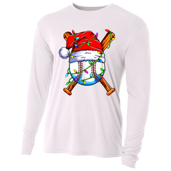 Santa Sports Design For Christmas Baseball Player Cooling Performance Long Sleeve Crew