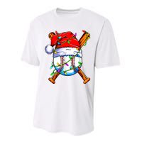 Santa Sports Design For Christmas Baseball Player Performance Sprint T-Shirt