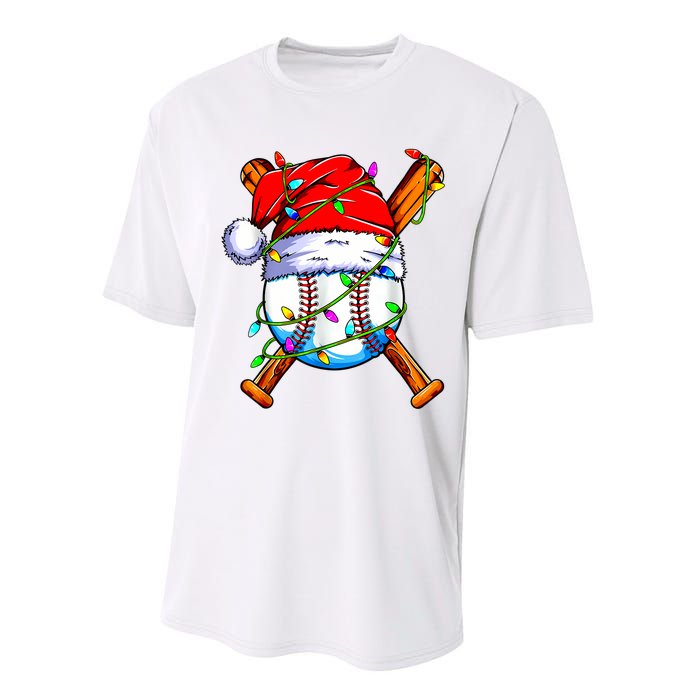 Santa Sports Design For Christmas Baseball Player Performance Sprint T-Shirt