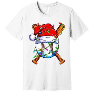 Santa Sports Design For Christmas Baseball Player Premium T-Shirt